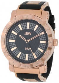 JBW Men's JB-6225-L 562 Pave Dial Diamond Black Rubber Band Watch