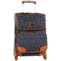 Diane Von Furstenberg Luggage Hearts 20 Inch Cognac Trim Expandable Spinner, Black/ Pewter, One Size