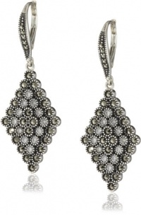 Judith Jack Starlight Sterling Silver, Marcasite and Cubic Zirconia Diamond Shaped Earrings