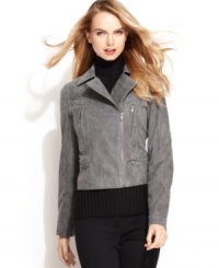 Levi's® revamps the motorcycle jacket with antiqued grey leather for a sophisticated take on a classic piece.