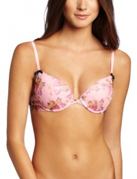 Betsey Johnson Women's Stretch Mesh Bump Up Bra, Deflower Precious Pink, 36B