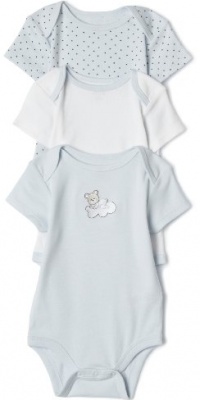 Little Me Sleepy 3 Pack Bodysuit, Light Blue