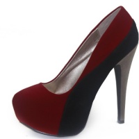 Qupid Penelope-44X Red Velvet Platform Shoes, Size: 6 (M) US [Apparel]