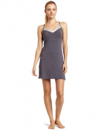 Calvin Klein Womens Essentials With Satin Sleep V-neck Convertible Sleep Chemise, Charcoal, Small