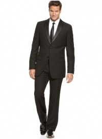 Izod Mens Formal Black Tuxedo Single Breasted 2-Buttons Suit