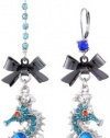 Betsey Johnson Iconic Blue Sea Sea Horse Mismatch Drop Earrings