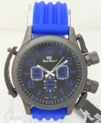 Mark Naimer Chronograph -style Look XL Black Dial Men's watch Blue Rubber Band