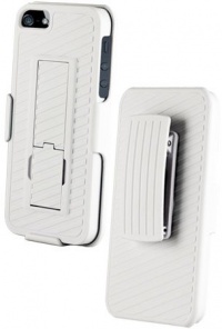 HHI Combo 3-in-1 Shell Protective Holster Case Set with Viewing Stand for iPhone 5 - White (Package include a HandHelditems Sketch Stylus Pen)