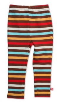 Zutano Girls 2-6x 5-color Stripe Skinny Legging, Chocolate/Orange/Aqua/Red, 3T