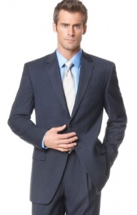 Izod Navy Striped Suit-Separate Sportcoat 40 Regular 40R 50 2-Button Blazer