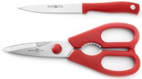 WÜSTHOF Silverpoint Colour 2 pc Utillity Knife & Shears Kitchen Set -8500R -RED