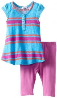 Splendid Littles Baby-Girls Newborn Santorini Stripe Short Sleeve Tunic Legging Set, Blue Moon, 6-12 Months