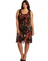 Karen Kane Women's Plus-Size Extended Back Tank Dress, Print, 2X