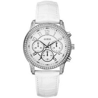 Guess Women's U13602L1 White Leather Quartz Watch with White Dial