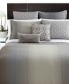 Decidedly luxurious, Hotel Collection's Ombre Stripe duvet cover offers a modern look of serene sophistication with graduating stripes on yarn-dyed Pima cotton. Featuring invisible zipper closure; reverses to solid. (Clearance)