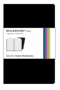 Moleskine Volant Notebook Ruled, Black Xsmall: Set of 2