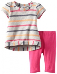 Splendid Littles Baby-girls  Roller Rink Striped Active Sweatshirt Tunic Set, Heather Grey, 18-24 Months