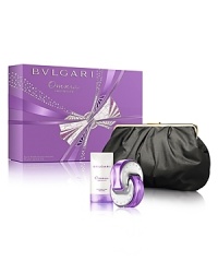 Bulgari's enchanting floral fragrance, this Omnia Amethyste set includes a 2.2 oz Omnia Amethyste Eau de Toilette Spray, 2.5 oz Body Lotion and an elegant, black Bulgari Signature evening clutch. Notes:Top: Green Sap, Pink grapefruit Heart: Iris Flower, Bulgarian Rosebuds Base: Solar Wood, Heliotrope