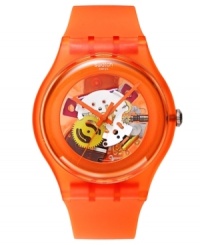 Get some color this season with this sunset-chic Orangish Lacquered watch by Swatch.