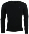 Polo Ralph Lauren Mens Pima Cotton V-Neck Sweater - L - Black