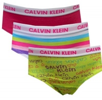 Calvin Klein Toddler Girls Lime Green and Hot Pink Bikini 3 Pack for girls (4T)