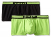 Papi Men's Stretch 2 Pack Solid Brazilian Trunk Brief, Black/Mojito, Medium