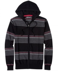 Can you dig it? Retrofit does a zip up hoodie sweater with Seventies-style stripes.