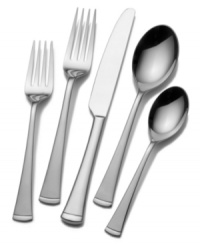 Get a handle on easy, everyday elegance with the clean lines of Contempo flatware. Gourmet Basics by Mikasa delivers service for 8 and serving utensils with a soft gleam and defined tips.