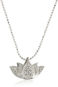 Alex Woo Little Faith White Gold Lotus Pendant Necklace