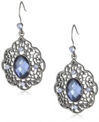 1928 Jewelry Blue Bayou Jet Blue Filigree Drop Earrings