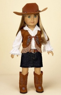 Cowgirl Outfit with Denim Skirt. Complete Outfit. Fits 18 Dolls Like American Girl®