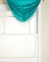 Stylemaster Tribeca Faux Silk Grommet Waterfall Valance with Beaded Trim, Turquoise, 36 by 37-Inch