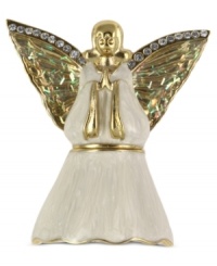 Your holiday keepsakes are under the most special watch with this praying angel box from Jones New York. It's crafted from mixed metal with gold-tone details for that special touch. Approximate length: 1-1/4 inches. Approximate width: 2-1/4 inches.