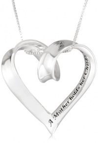 Sterling Silver A Mother Holds Her Childs Hand For A Short While and Their Hearts Forever Open Heart Pendant Necklace, 18