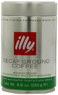 illy Caffe Decaffeinated Ground Coffee (Medium Roast, Green Band) Coffee, 8.8-Ounce Tins (Pack of 2)