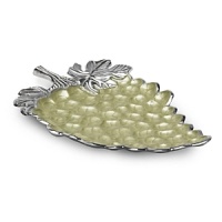 Hand made in sand-cast aluminum decorated with our trademark blend of enamel infused with crushed mother of pearl. Inspired by natural vine grape clusters the 17 Platter holds the 9 bowl perfectly on top. Perfect size for entertaining large or intimate groups. Food safe.