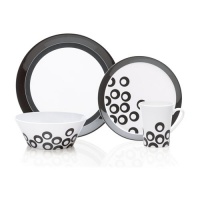 Mikasa Circle Chic 4-Piece Dinnerware Set, Black