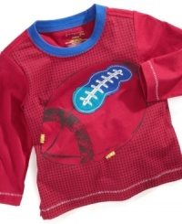 This football graphic tee by First Impressions will earn him a spot on team: too cute.