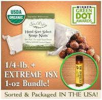 NaturOli Soap Nuts / Soap Berries. 1/4 lb. (Avg. 50 loads!) - Select seedless USDA ORGANIC! - Rated best eco-friendly, natural detergent. Hypoallergenic & fragrance free. Green Dot Awards Winner! ---- EXTREME 18X BUNDLE!