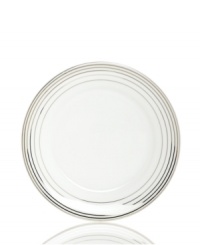 Bands of platinum go round and round on Charter Club's Infinity salad plate for a look of timeless splendor. Simply brilliant in lustrous white porcelain, it makes any occasion special. (Clearance)