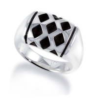 J.Goodman Sterling Silver Ring with High Polish Finish and Black Oxidized Detail