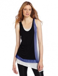 BCBGMAXAZRIA Women's Clyde Layered Front Tank Top, Black Combo, Small