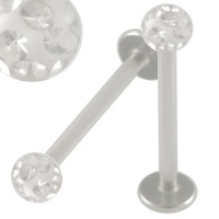 16g 16 gauge (1.2mm), 1/2 Inches (12mm) long - Stainless Steel Lip Bar Labret Ring Monroe Ear Tragus Stud Earrings with Clear Swarovski Crystal Ferido balls AOQV- Pierced Jewelry Body Piercing Jewellery- Set of 2