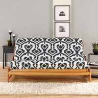 Sure Fit Ikat 1-Piece Futon Slipcover, Black/Ivory