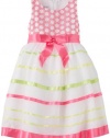 Bonnie Jean Girls 2-6X Multi Ribbon Stripe Dress, Pink, 6