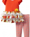 Bonnie Jean Girls 2-6X Mesh Tiered Legging Set, Orange, 2T