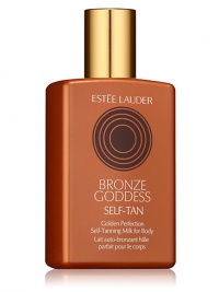 Give yourself a heavenly, sun-kissed tan with Bronze Goddess Golden Perfection Self-Tanning Milk for Body. This light, milky lotion glides on effortlessly and dries quickly, leaving a radiant glow. Advanced tan-perfecting technology is proven to deliver your most natural-looking shade ever, with color starting to develop in under an hour. Color deepens with repeated use. Light beachy scent. Bring out the bronze goddess in you. 5 oz. 