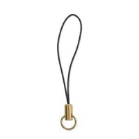 Cell Phone Strap Black/ Gold Tone Split Ring (10)