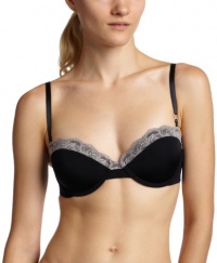 Calvin Klein Women's Perfectly Fit Bouquet Strapless With Lace,Black,32D