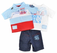 Akademiks Infant Boys 3Pc Light Blue Polo & Denim Short Set